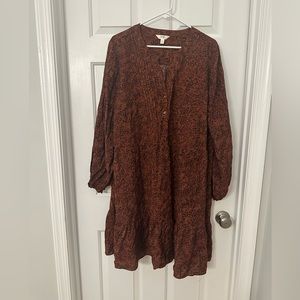 TERRA & SKY burnt orange patterned shirt dress. PLUS SIZE